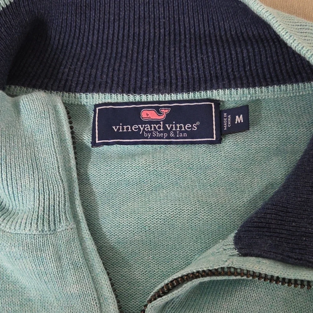 Vineyard Vines Men's Aqua Zip-Up Sweater